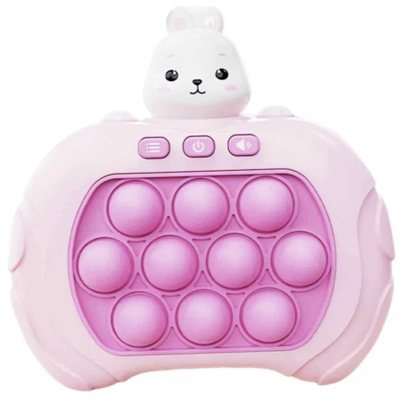 Jucarii interactive - Jucarie senzoriala inteligenta Pop It cu lumini - Consola Interactiva Iepurasul roz
