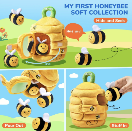 Jucarie senzoriala textila Stupul cu 5 albinute pentru bebelusi 6 luni+ [4]