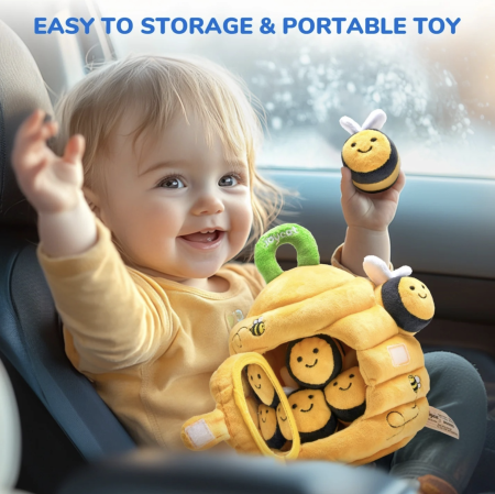 Jucarie senzoriala textila Stupul cu 5 albinute pentru bebelusi 6 luni+ [3]