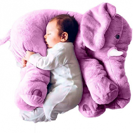 Plusuri pentru bebe - Jucarie si Perna Din Plus Elefantul Puffy Mov