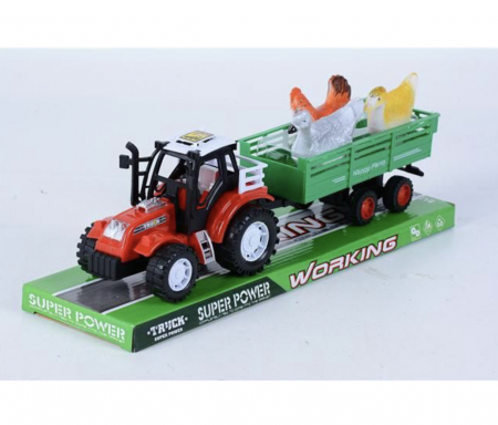 Vehicule de jucarie - Jucarie tractor cu remorca cu pasari de curte