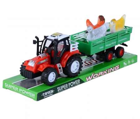 Vehicule de jucarie - Jucarie tractor cu remorca cu pasari de curte