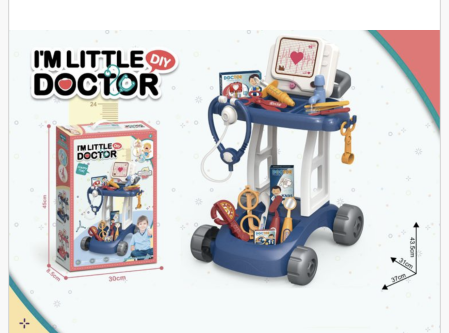 Jucarie Trusa Doctor Troller cu roti – set medical cu accesorii, albastru [5]