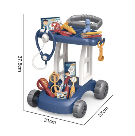 Jucarie Trusa Doctor Troller cu roti – set medical cu accesorii, albastru [4]