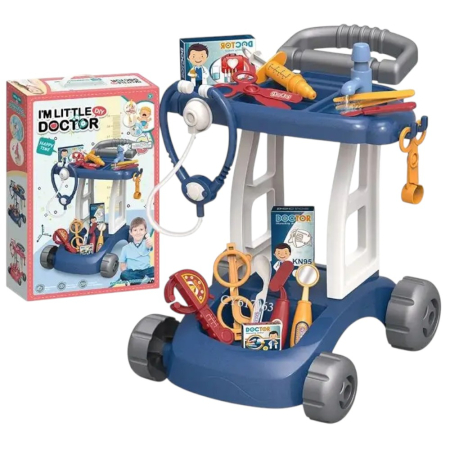 Jocuri si Jucarii - Jucarie Trusa Doctor Troller cu roti – set medical cu accesorii, albastru