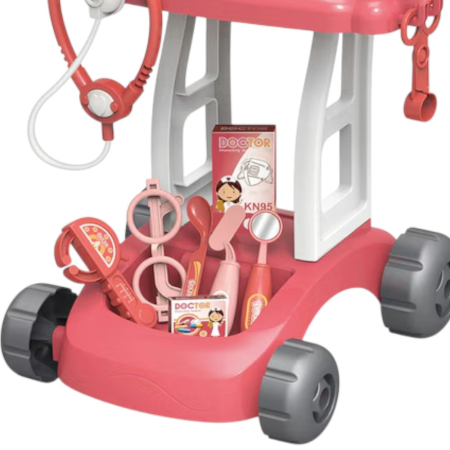 Jucarie Trusa Doctor Troller cu roti – set medical cu accesorii, rosu [2]