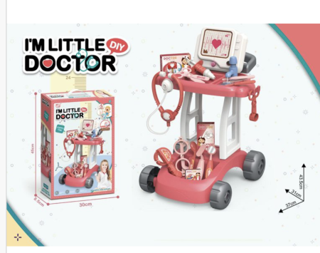 Jucarie Trusa Doctor Troller cu roti – set medical cu accesorii, rosu [5]