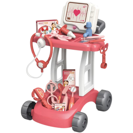Jocuri si Jucarii - Jucarie Trusa Doctor Troller cu roti – set medical cu accesorii, rosu