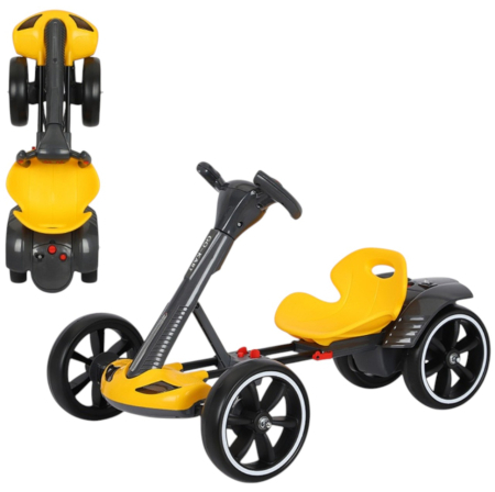La plimbare - Kart Electric Pliabil Pentru Copii, 12V, Bluetooth, 3-7 Ani, Galben