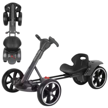 Vehicule electrice - Kart Electric Pliabil Pentru Copii, 12V, Bluetooth, 3-7 Ani, Negru