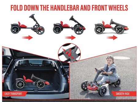 Kart Electric Pliabil Pentru Copii, 12V, Bluetooth, 3-7 Ani, Galben [4]