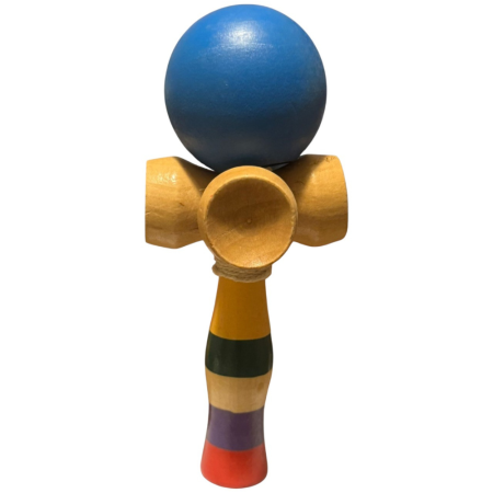 Kendama - Kendama cu 4 cupe, 18 cm, albastru, din lemn