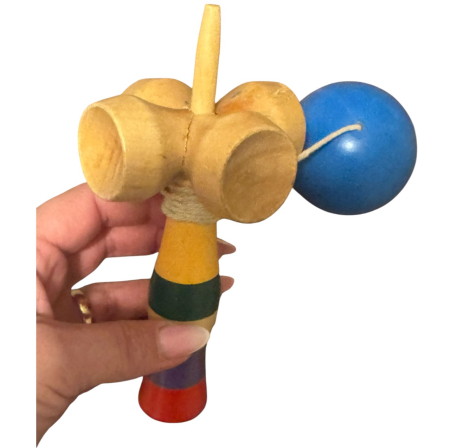 Kendama cu 4 cupe, 18 cm, albastru, din lemn [2]