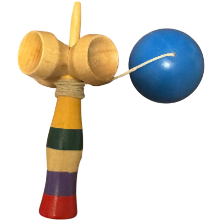 Kendama cu 4 cupe, 18 cm, albastru, din lemn [3]