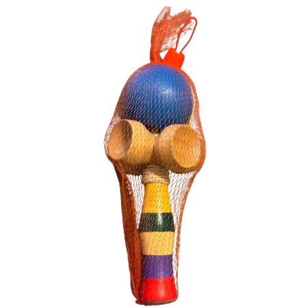 Kendama cu 4 cupe, 18 cm, albastru, din lemn [5]