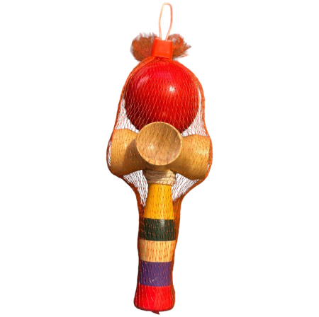 Kendama cu 4 cupe, 18 cm, rosu, din lemn [4]