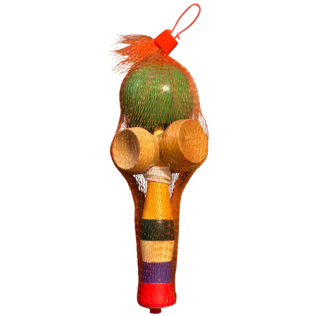 Kendama cu 4 cupe, 18 cm, verde, din lemn [4]