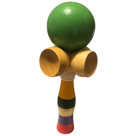 Kendama cu 4 cupe, 18 cm, verde, din lemn [3]