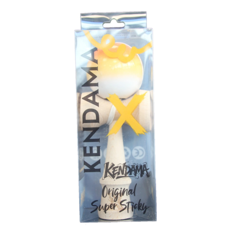 Kendama X original Super Sticky, 18 cm, portocaliu-galben-alb, din lemn [3]