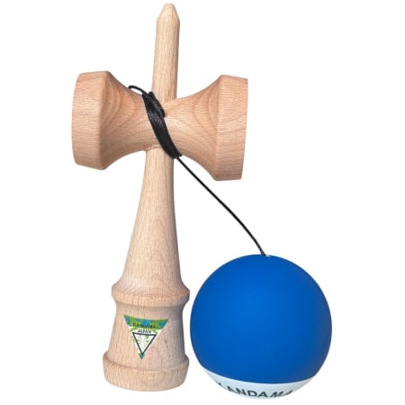 Kendama Japan Heart Beat's, 18 cm, Albastru-Alb Rubber Grip, din lemn [3]
