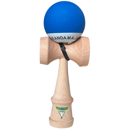 Jocuri si Jucarii - Kendama Japan Heart Beat's, 18 cm, Albastru-Alb Rubber Grip, din lemn