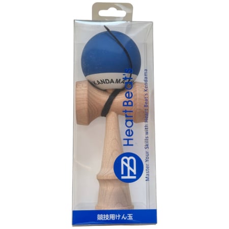 Kendama Japan Heart Beat's, 18 cm, Albastru-Alb Rubber Grip, din lemn [6]