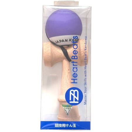 Kendama Japan Heart Beat's, 18 cm, Lavander-Alb Rubber Grip, din lemn [6]
