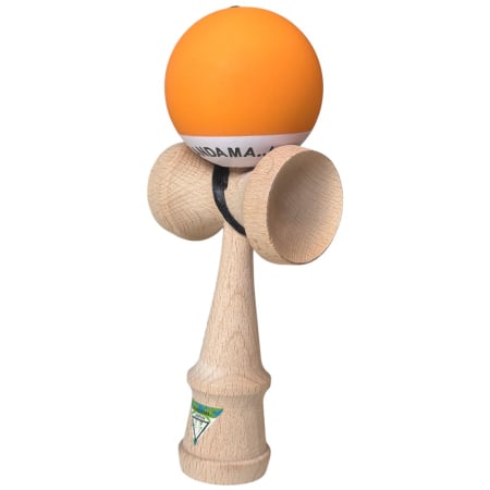 Kendama Japan Heart Beat's, 18 cm, Portocaliu-Alb Rubber Grip, din lemn [5]