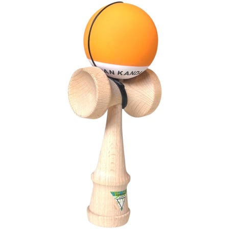 Kendama Japan Heart Beat's, 18 cm, Portocaliu-Alb Rubber Grip, din lemn [6]