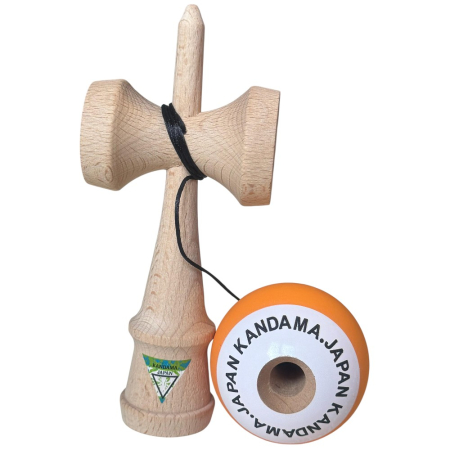 Kendama Japan Heart Beat's, 18 cm, Portocaliu-Alb Rubber Grip, din lemn [3]