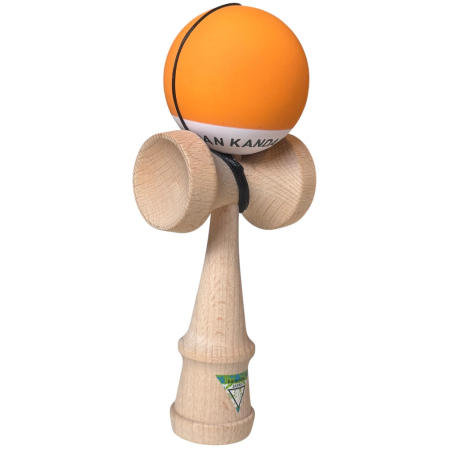 Jocuri si Jucarii - Kendama Japan Heart Beat's, 18 cm, Portocaliu-Alb Rubber Grip, din lemn