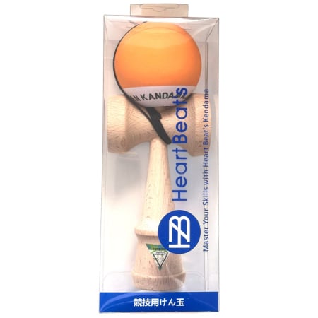 Kendama Japan Heart Beat's, 18 cm, Portocaliu-Alb Rubber Grip, din lemn [7]