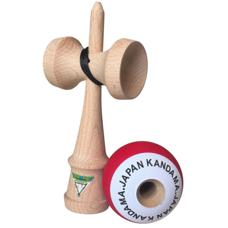 Kendama Japan Heart Beat's, 18 cm, Rosu-Alb Rubber Grip, din lemn [4]