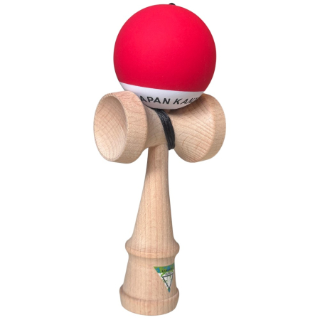 Jocuri si Jucarii - Kendama Japan Heart Beat's, 18 cm, Rosu-Alb Rubber Grip, din lemn