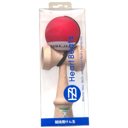 Kendama Japan Heart Beat's, 18 cm, Rosu-Alb Rubber Grip, din lemn [6]