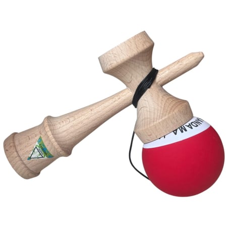 Kendama Japan Heart Beat's, 18 cm, Rosu-Alb Rubber Grip, din lemn [3]