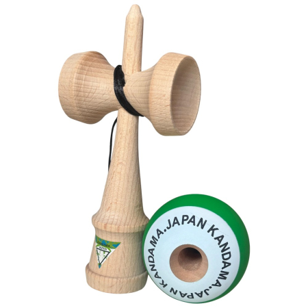 Kendama Japan Heart Beat's, 18 cm, Verde-Alb Rubber Grip, din lemn [3]