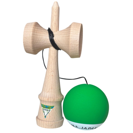 Kendama Japan Heart Beat's, 18 cm, Verde-Alb Rubber Grip, din lemn [2]