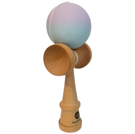 Jocuri si Jucarii - Kendama Original 18 cm, bleu-mov, cauciucata, din lemn