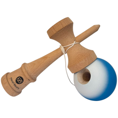 Kendama Original 18 cm, alb-albastru, cauciucata, din lemn [2]
