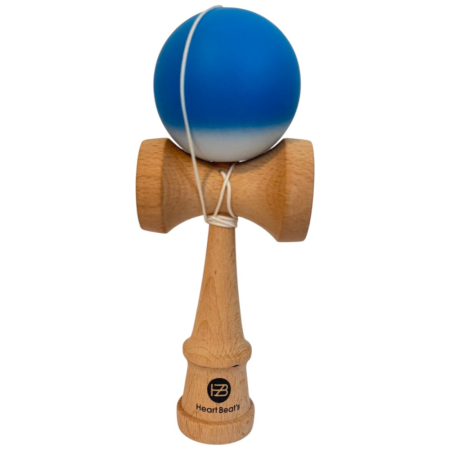 Jocuri si Jucarii - Kendama Original 18 cm, alb-albastru, cauciucata, din lemn