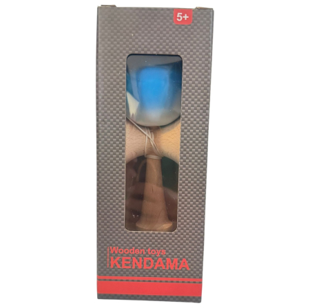 Kendama Original 18 cm, alb-albastru, cauciucata, din lemn [4]