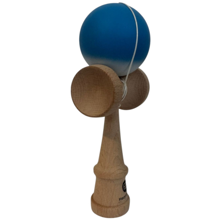 Jocuri si Jucarii - Kendama Original 18 cm, alb-albastru, cauciucata, din lemn