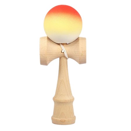 Kendama - Kendama Original 18 cm, alb-galben-portocaliu, cauciucata, din lemn