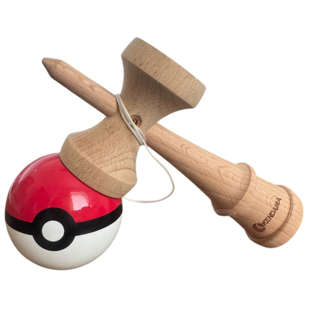 Kendama Original lucioasa 18 cm, rosu-alb Pokemon, din lemn [2]