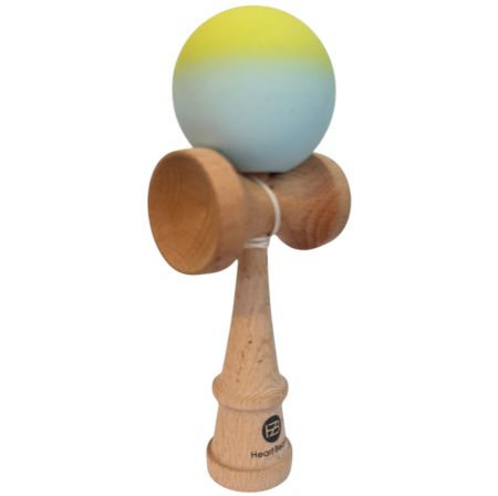 Jocuri si Jucarii - Kendama Original 18 cm, bleu-galben, cauciucata, din lemn