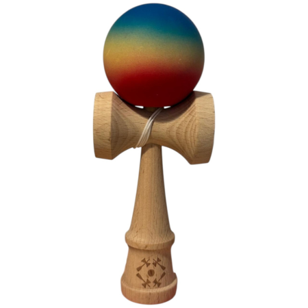 Kendama - Kendama Original 18 cm, rosu-galben-albastru, cauciucata, din lemn