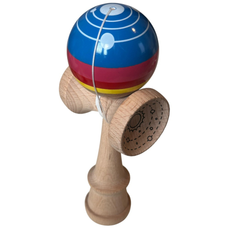 Kendama USA Space lucioasa, 18 cm, Natur-Galben-Rosu-Albastru, din lemn [4]