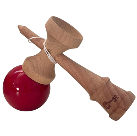 Kendama USA lucioasa, 18 cm, Rosu, din lemn [2]
