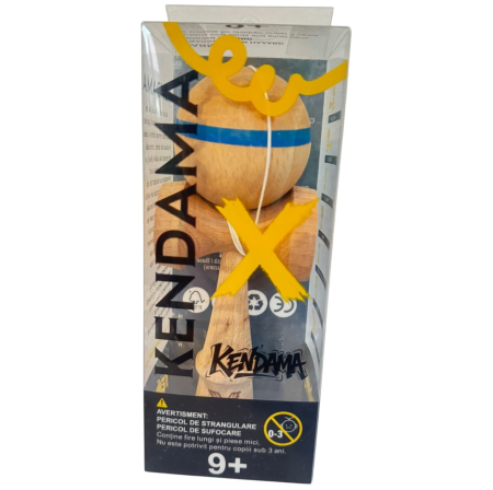 Kendama X Original, 18 cm, natur cu dunga albastra, din lemn [5]